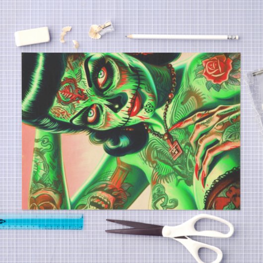 Papier Mousseline Épingle Zombie tatouée (Artisanat)