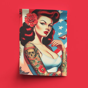 Papier Mousseline Épinglette de tatouage Vintage à chaud