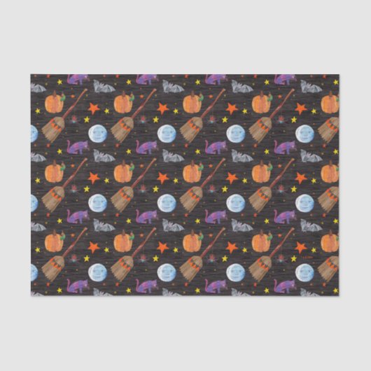 Papier Mousseline Eric Carle | Caterpillar Black Halloween Motif (Recto)