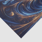 Papier Mousseline Espace Abstrait moderne Royal Blue et Gold Swirls (Détail)