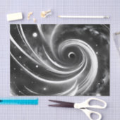 Papier Mousseline Espace Abstrait noir et blanc (Artisanat)