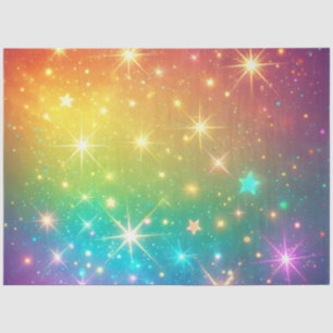Papier Mousseline Espace étoile arc-en-ciel coloré