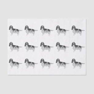 Papier Mousseline Espagnol Cocker Anglais En Motif Noir Et Blanc