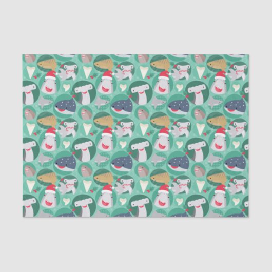 Papier Mousseline Espèces de requins Noël (Recto)