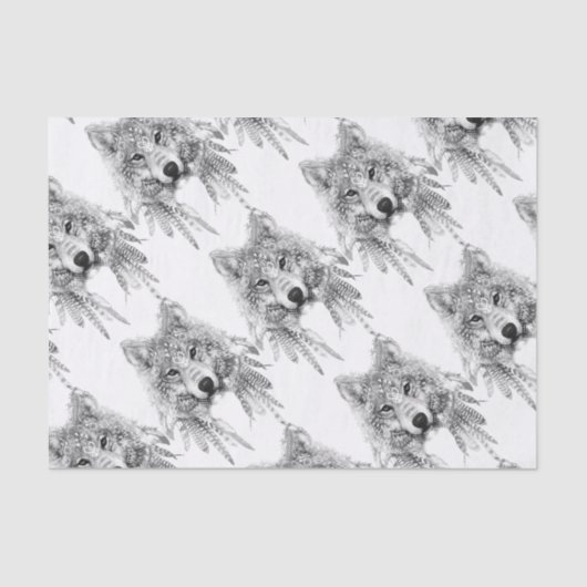 Papier Mousseline Esprit tribal de loup (Recto)