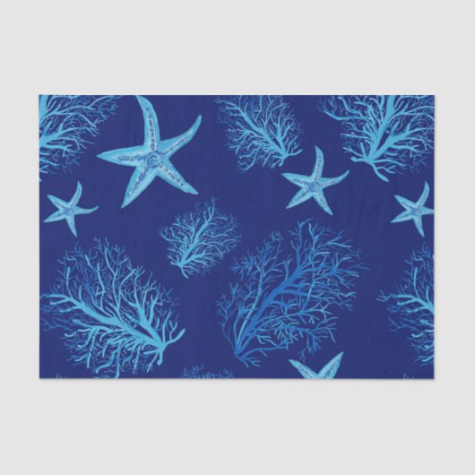 Papier Mousseline Estarfish-corail bleu turquoise (Recto)