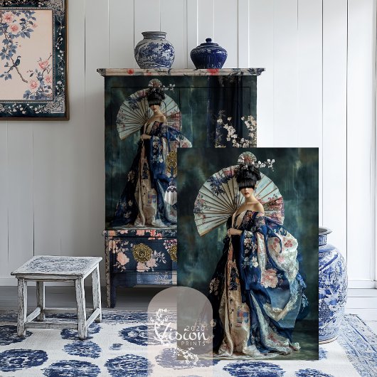 Papier Mousseline Esthétique orientale Elegant Geisha Portrait