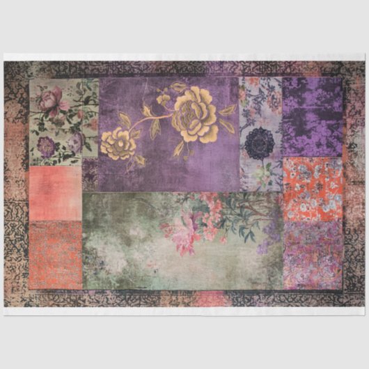 Papier Mousseline Esthétique orientale motifs patchwork chinoiserie (Recto)