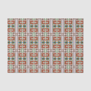 Papier Mousseline Estonien vintage art folklorique motif floral