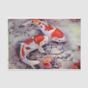 Papier Mousseline Étang à poissons rouge et blanc de Koi