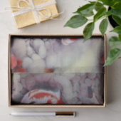 Papier Mousseline Étang à poissons rouge et blanc de Koi (Cadeau)