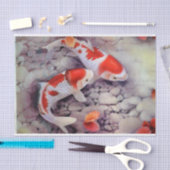 Papier Mousseline Étang à poissons rouge et blanc de Koi (Artisanat)