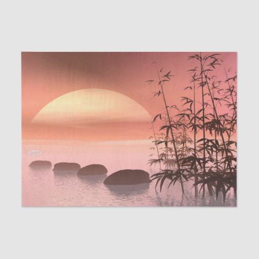 Papier Mousseline Étapes asiatiques au soleil - 3D rendent (Recto)