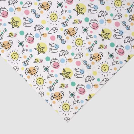 Papier Mousseline Été Amusement Plage Doodles Découpage (Détail)