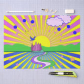 Papier Mousseline Été d'amour Psychédélique Soixante-dix Sunburst  (Artisanat)