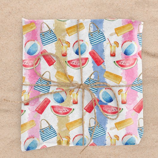 Papier Mousseline Été Plage Rayures