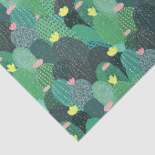 Papier Mousseline Été Vert Turquoise Cactus Gold points Design migno (Détail)