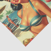 Papier Mousseline Été vintage Plage Pin Ups (Détail)