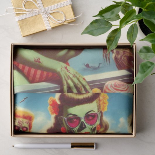 Papier Mousseline Été Zombie Pin up (Cadeau)