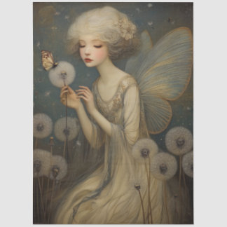Papier Mousseline Ethereal Fairy & Dandelion Magical Decoupage Art