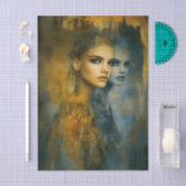 Papier Mousseline Ethereal Feminine Mystical Duality EW2R Decoupage (Artisanat)