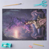 Papier Mousseline Ethereal Floral Forest Portrait d'une dame assise (Artisanat)