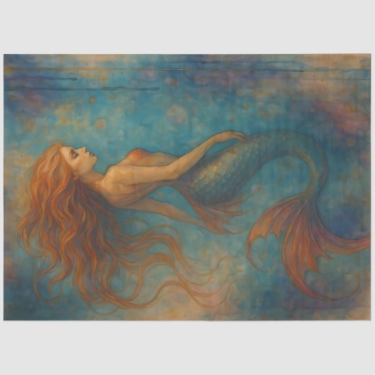 Papier Mousseline Ethereal Mermaid Siren Fantasy Decoupage (Recto)