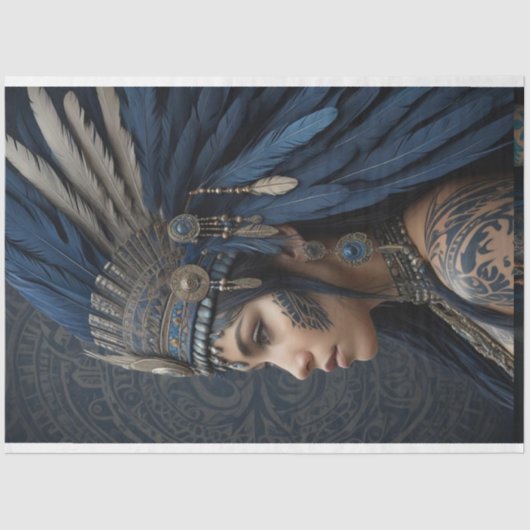 Papier Mousseline Ethereal Native girl with headdress (Recto)