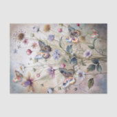 Papier Mousseline Ethereal Pastel Botanical Flower & Butterflies (Recto)