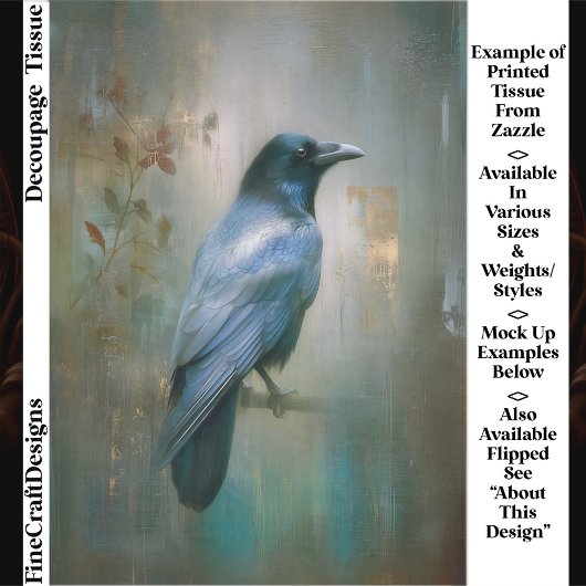 Papier Mousseline Ethereal Raven, Textured Background EQ8R Decoupage