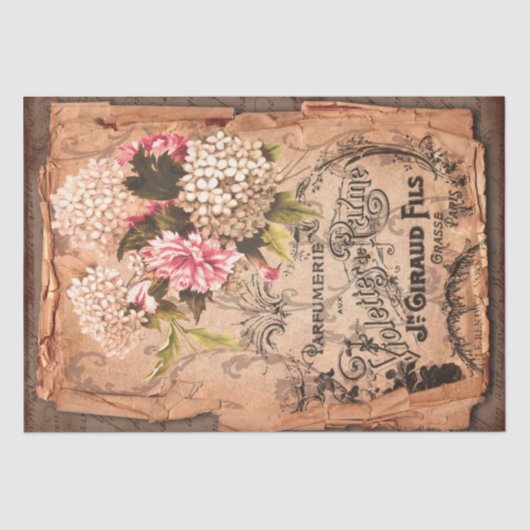 Papier Mousseline Étiquette vintage et illustrations Chic Shabby (Recto)