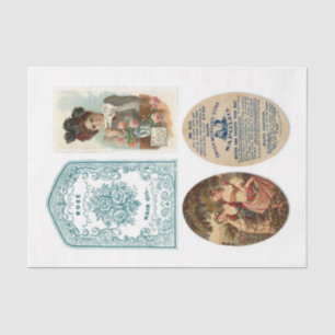 Papier Mousseline Étiquettes de savon 14 10x15 Vintage Découpage