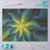 Papier Mousseline Etoile Abstraite, Bleu brillant Vert Or Fractal Ar (Artisanat)