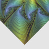 Papier Mousseline Etoile Abstraite, Bleu brillant Vert Or Fractal Ar (Détail)