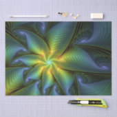 Papier Mousseline Etoile Abstraite, Bleu brillant Vert Or Fractal Ar (Artisanat)