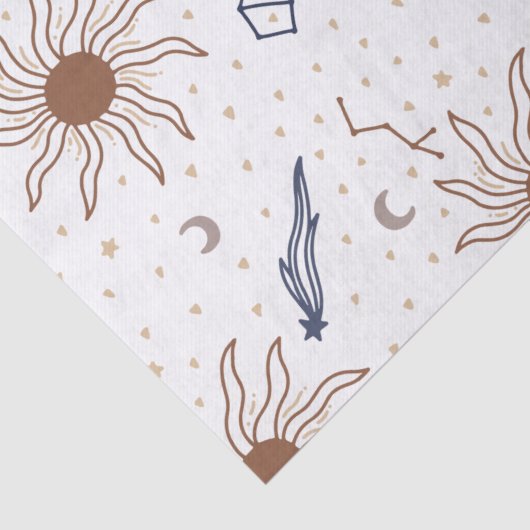 Papier Mousseline Étoile céleste, soleil et lune (Détail)