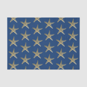 Papier Mousseline Étoile de mer bleue et or Plage Côtière