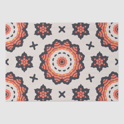 Papier Mousseline Etoile Perse Motif Jaune Beige Orange (Recto)