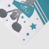 Papier Mousseline Étoiles Argentées Blanches de Sarcelle Fête de Che (Détail)