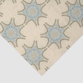 PAPIER MOUSSELINE ÉTOILES AVEC FLEURS BLEUES CRÈME (Détail)