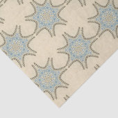 PAPIER MOUSSELINE ÉTOILES AVEC FLEURS CRÈME BLEU (Détail)