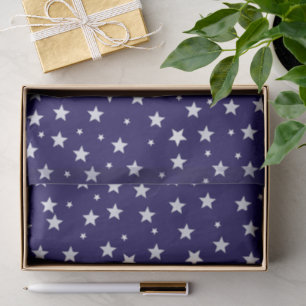 Papier Mousseline Étoiles blanches sur Motif bleu