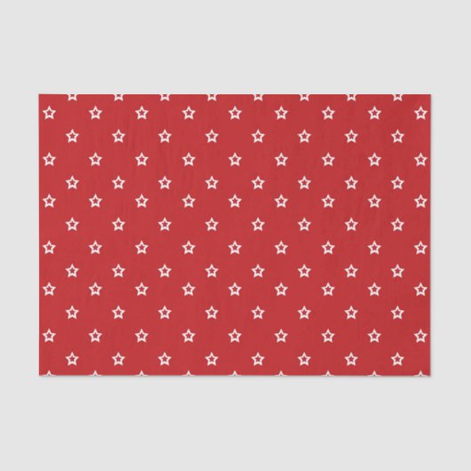 Papier Mousseline Étoiles blanches sur rouge vif  (Recto)