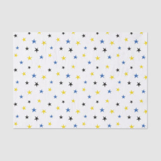 PAPIER MOUSSELINE ÉTOILES BLEU BLANC JAUNE