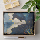 Papier Mousseline Étoiles célestes et nuages bleus modernes (Cadeau)