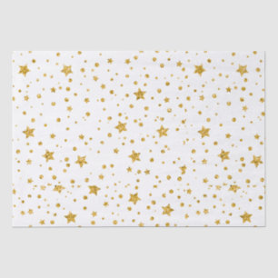Papier Mousseline Étoiles célestes modernes blanches et dorées