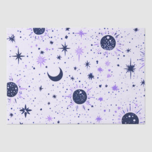 Papier Mousseline Étoiles célestes noires et violettes