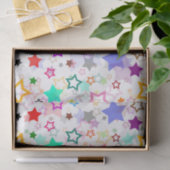 Papier Mousseline Étoiles colorées blanches (Cadeau)
