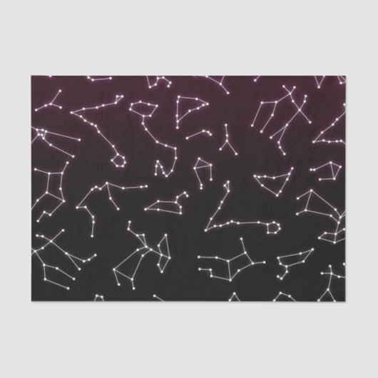 Papier Mousseline Étoiles de constellation en zodiaque blanc violet  (Recto)