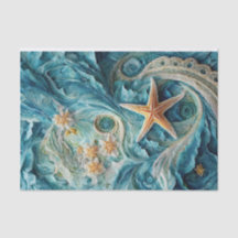 Étoiles de mer dentelées, vagues océaniques et éto